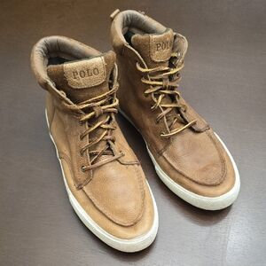 POLO by Ralph Lauren Men's Tan Leather Boots Ankle Loafers Sz 10 Sneaker